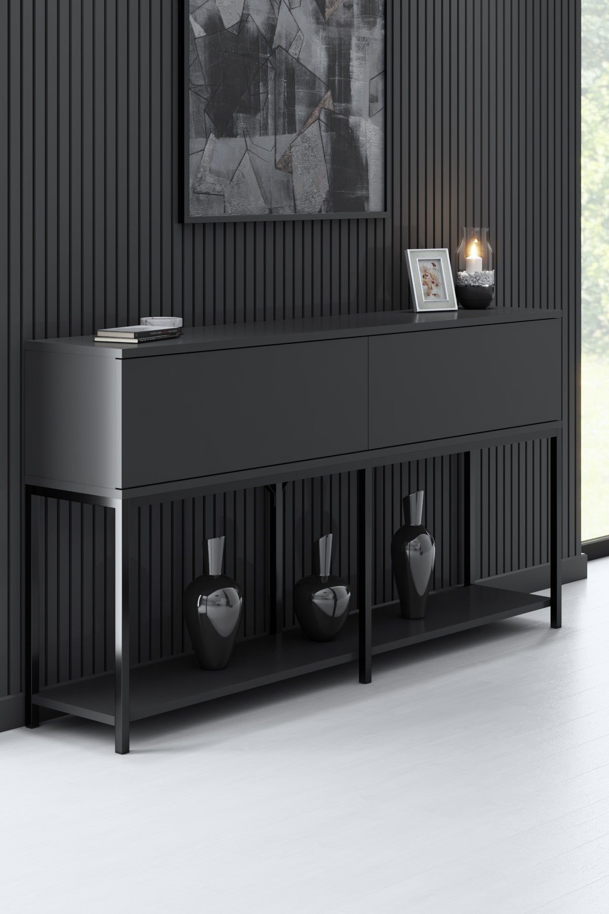 Furniture Sets - Furniture Set Anthracite Lord - Coffee Table + TV Furniture + Sideboard - Black Frame - Dimehouse