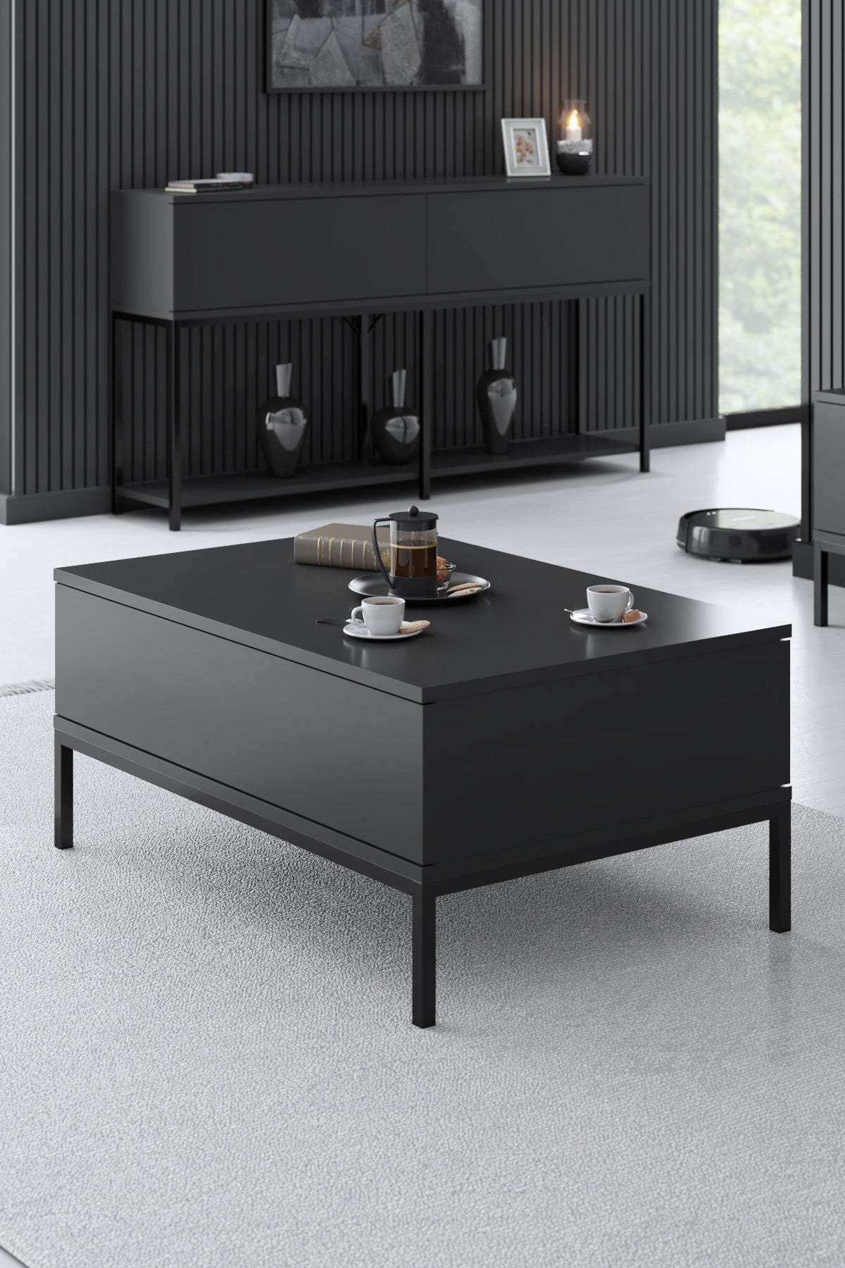 Furniture Sets - Furniture Set Anthracite Lord - Coffee Table + TV Furniture + Sideboard - Black Frame - Dimehouse