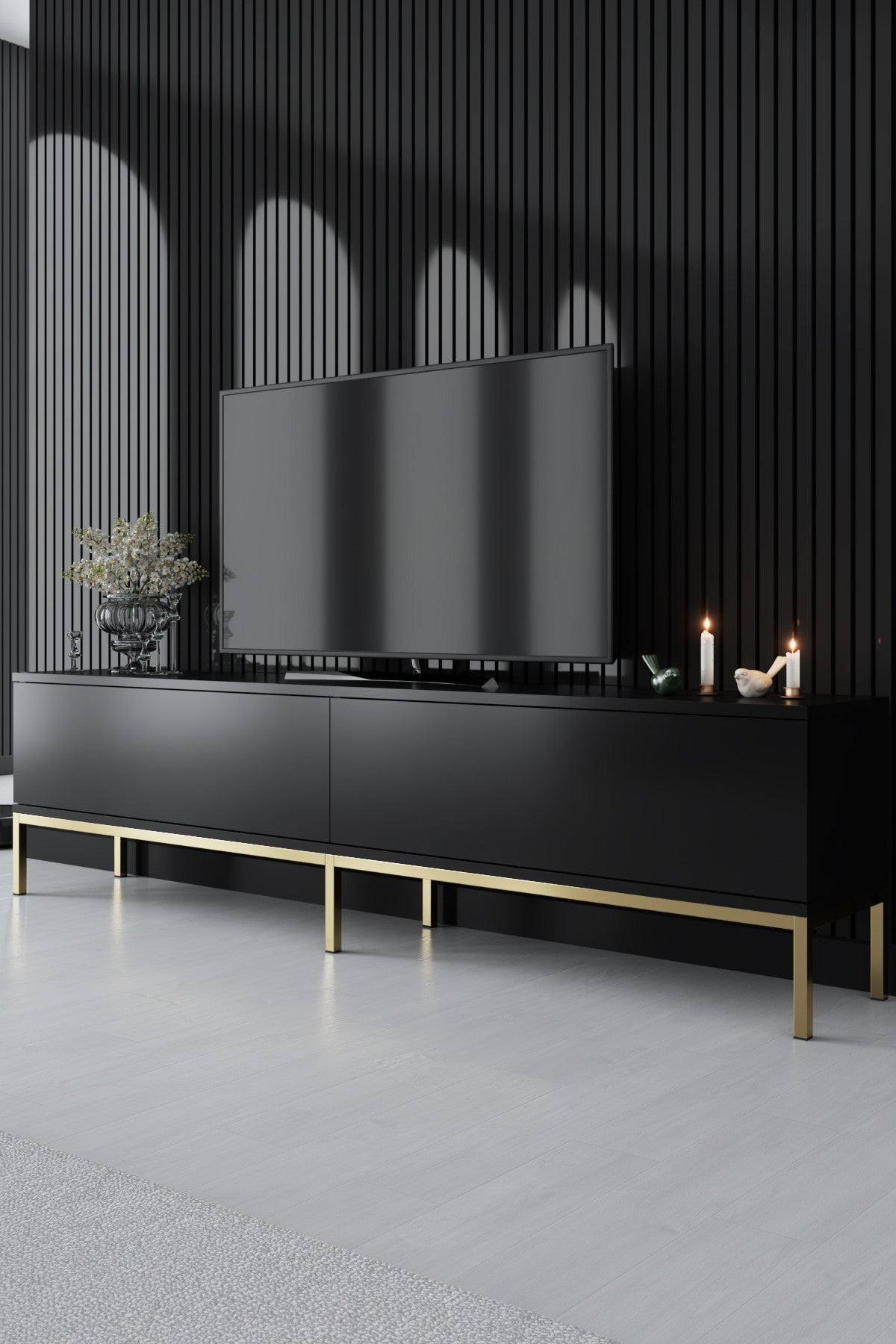 Furniture Sets - Furniture Set Black Lord - Coffee Table + TV Furniture + Sideboard - Golden Frame - Dimehouse