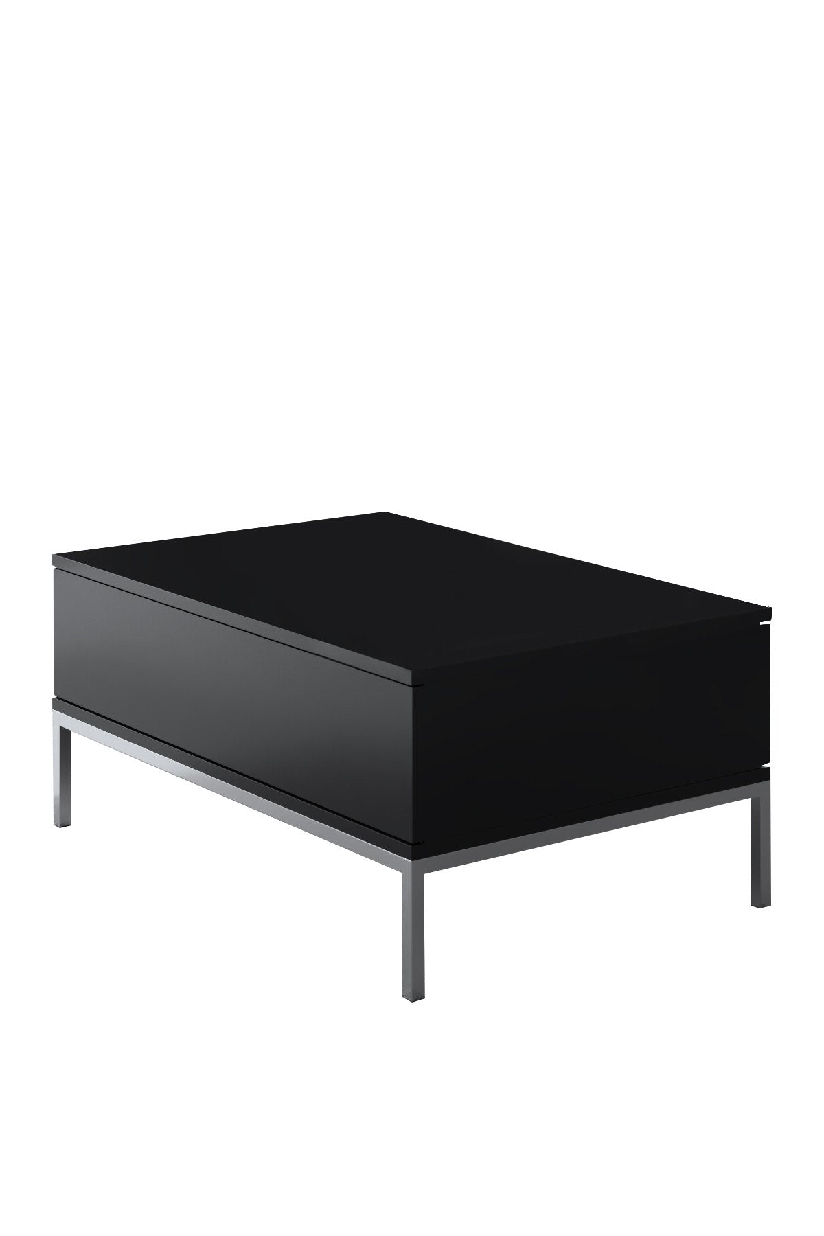 Coffee tables - Rectangular Coffee Table Black Lord 90x60 - Silver Frame - Dimehouse
