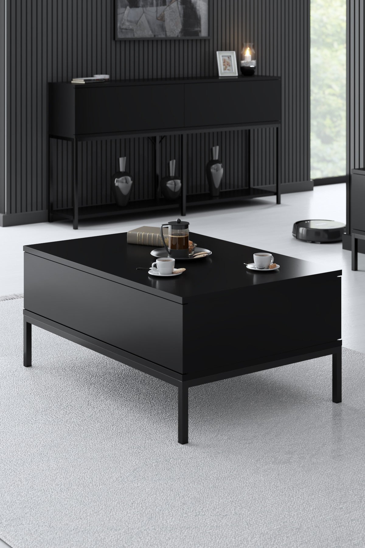 Furniture Sets - Furniture Set Black Lord - Coffee Table + TV Furniture + Dresser - Black Frame - Dimehouse