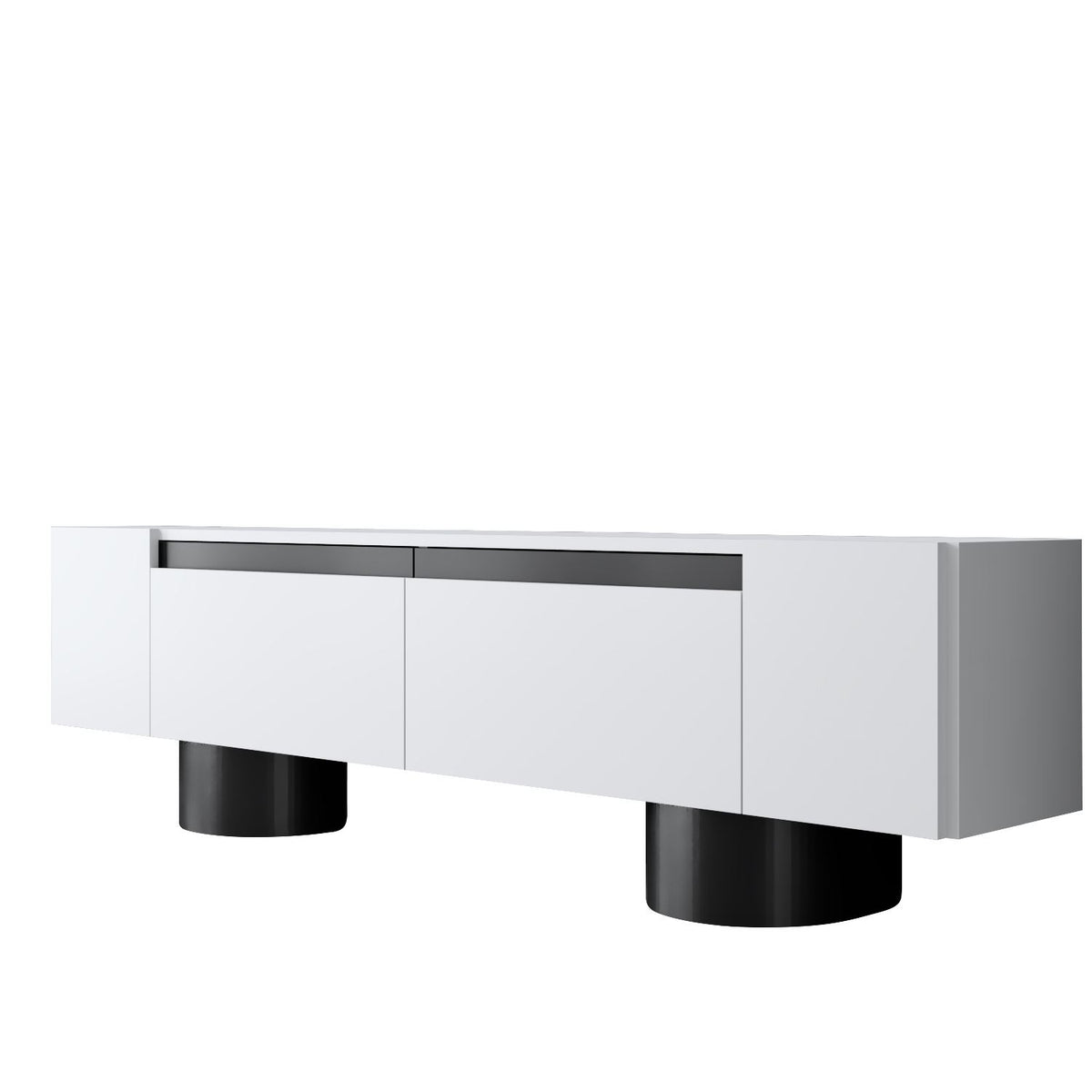 TV Furniture - TV Furniture White Bohem 180x50x30 - Black Frame - Dimehouse