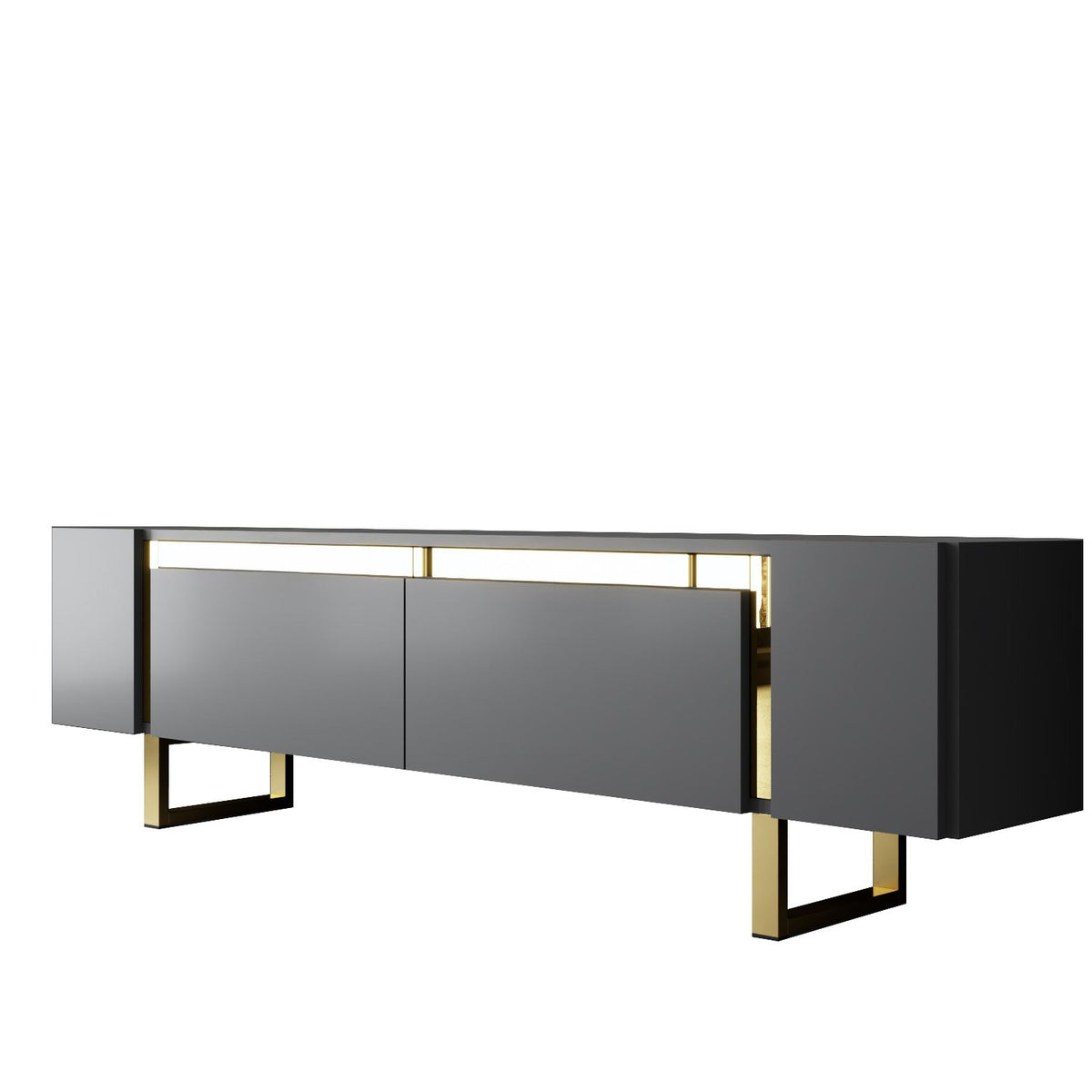 TV Furniture - TV Furniture Anthracite Yildiz 180x50x30 - Golden Frame - Dimehouse