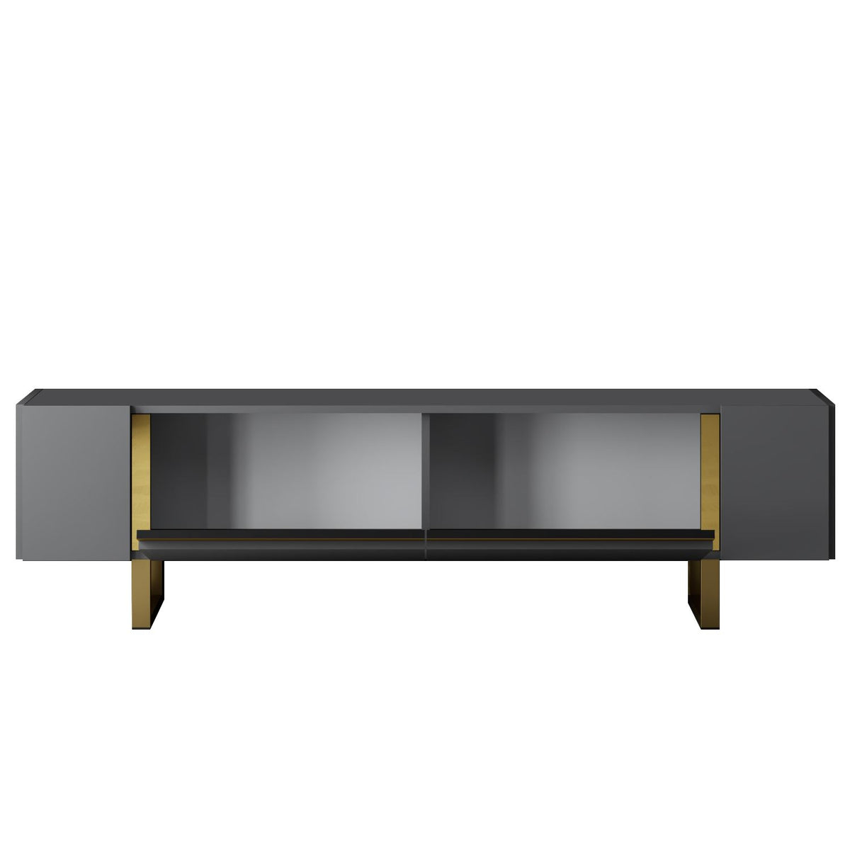 TV Furniture - TV Furniture Anthracite Yildiz 180x50x30 - Golden Frame - Dimehouse