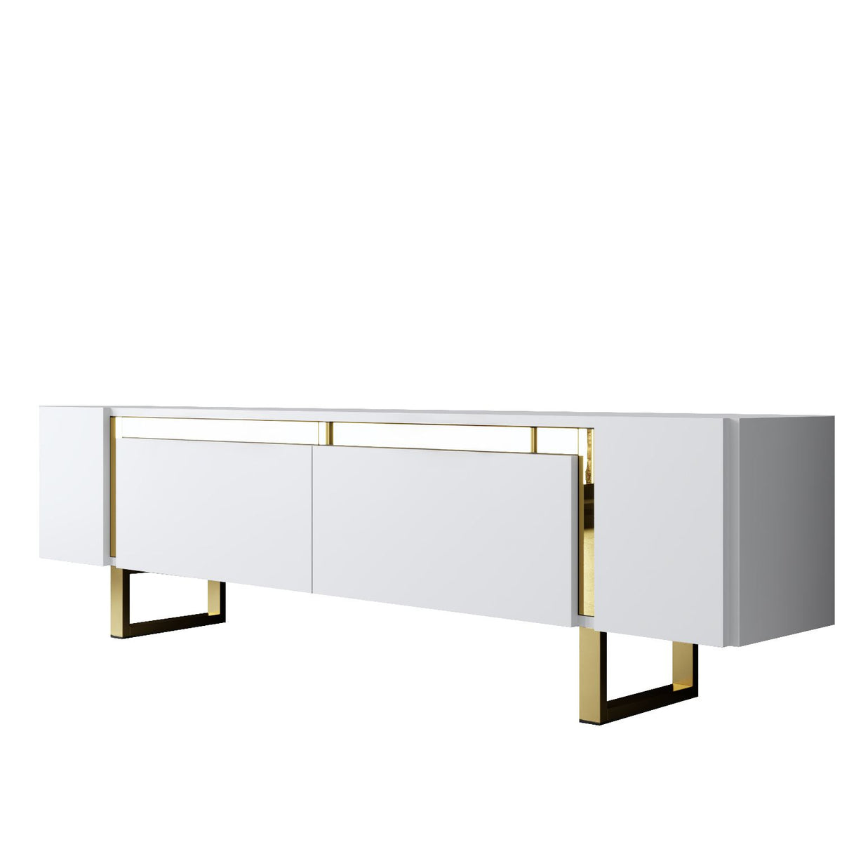 TV Furniture - TV Furniture White Yildiz 180x50x30 - Golden Frame - Dimehouse