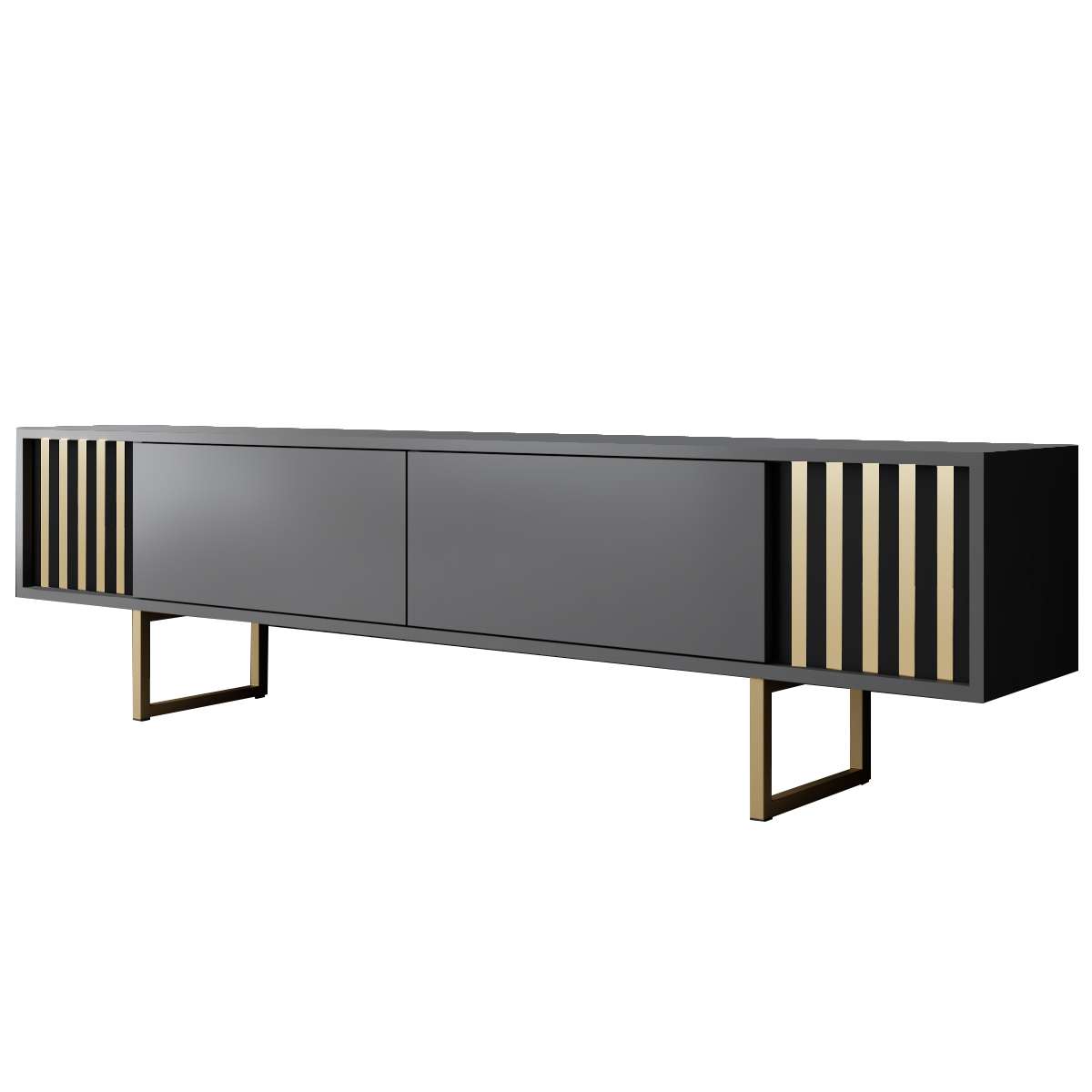 TV Furniture - TV Furniture Anthracite Gold Line 180x48x30 - Golden Frame - Dimehouse