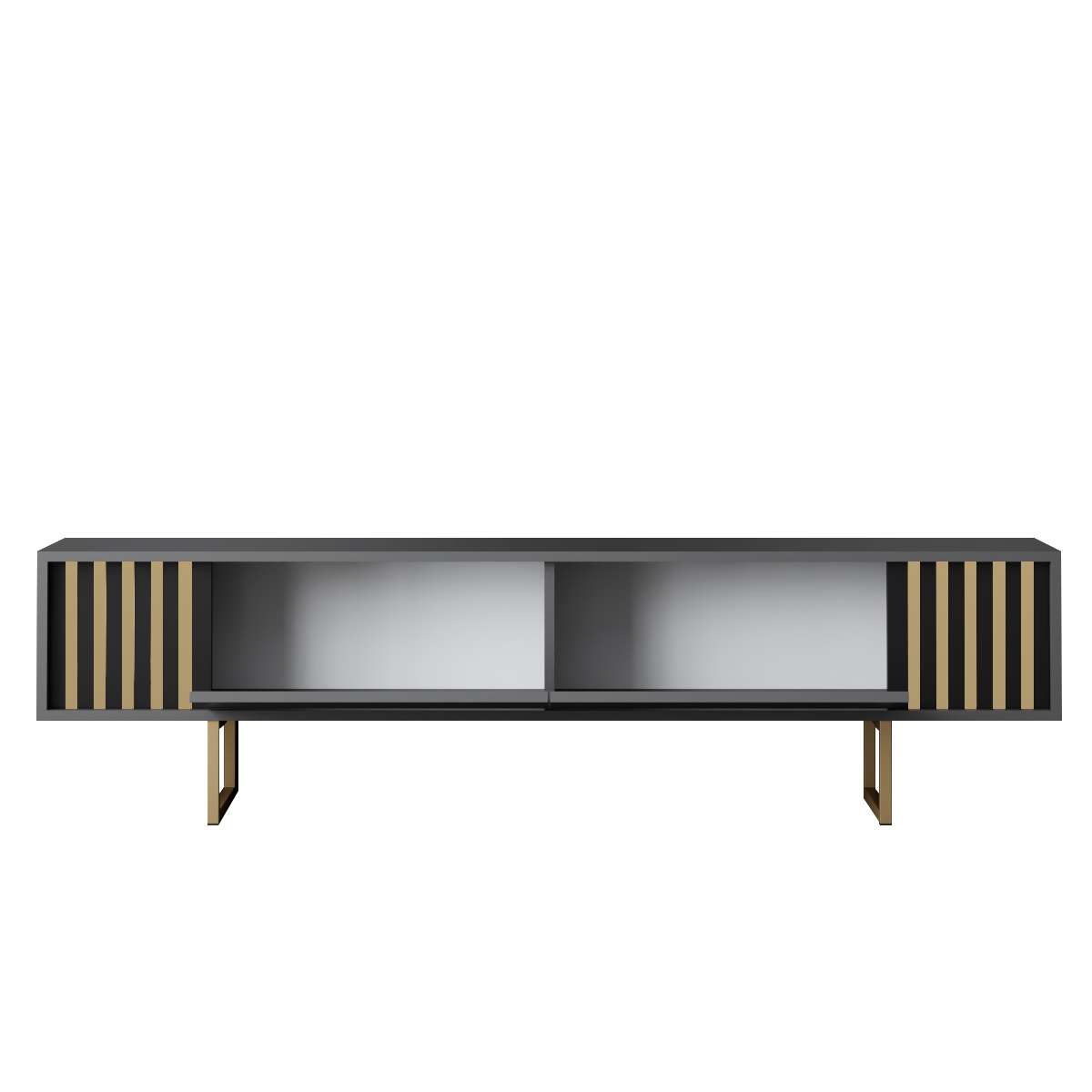TV Furniture - TV Furniture Anthracite Gold Line 180x48x30 - Golden Frame - Dimehouse