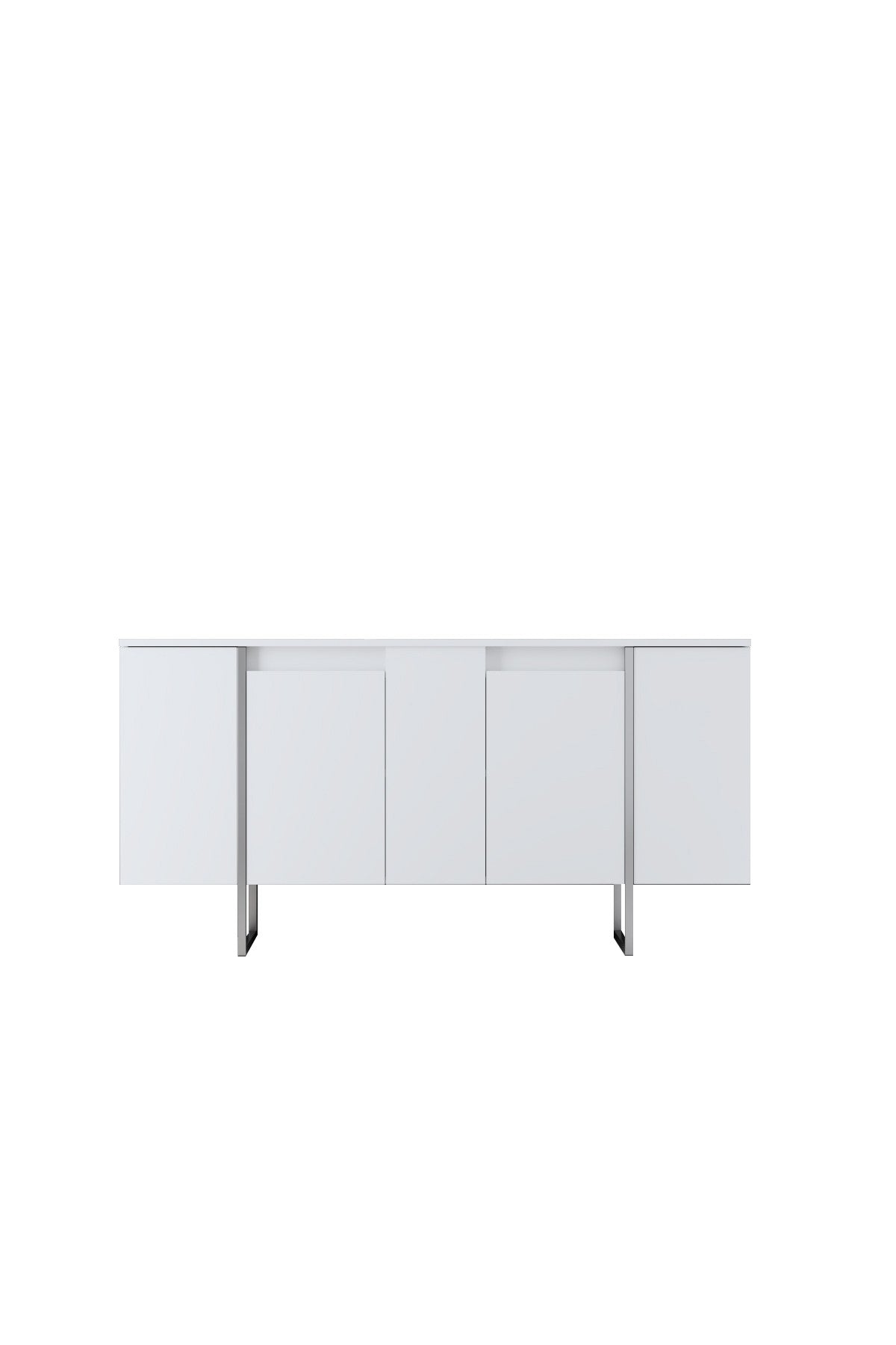 Sideboards - Modern Sideboard White Luxury 160x80x35 - Silver Frame - Dimehouse