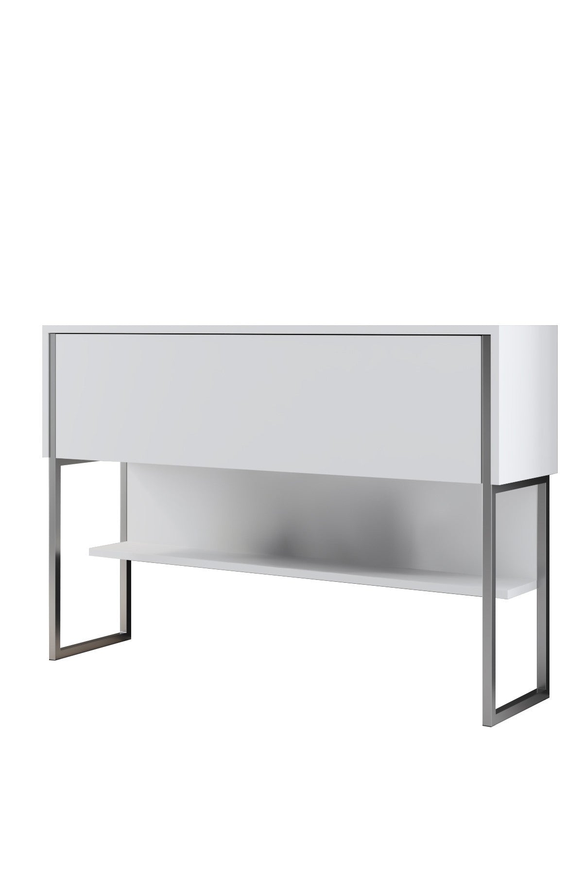 Sideboards - Modern Sideboard White Luxury 120x80x30 - Silver Frame - One Compartment - Dimehouse