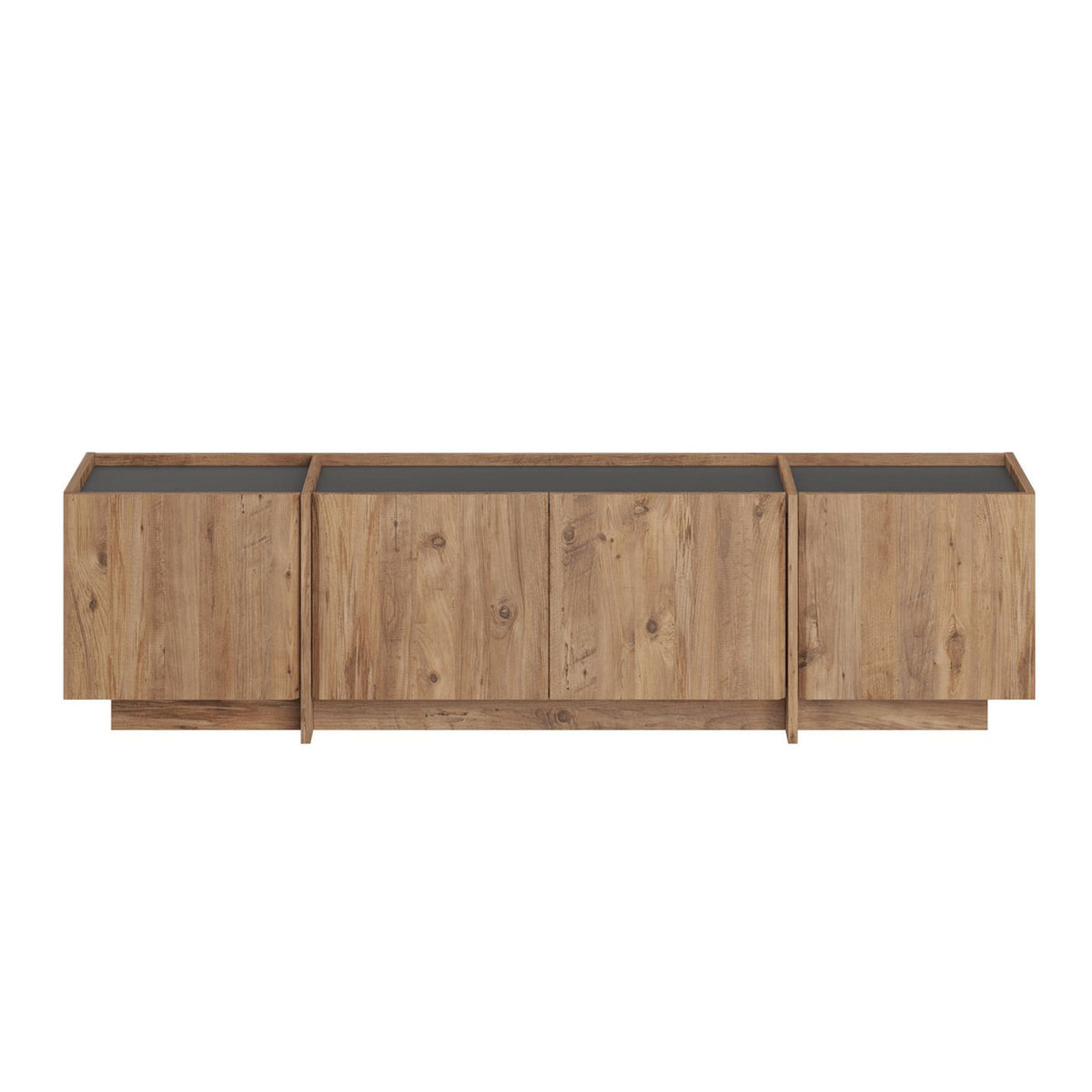 Lowen TV cabinet in oak look 180 cm Atlantic Pine and anthracite melamine wood