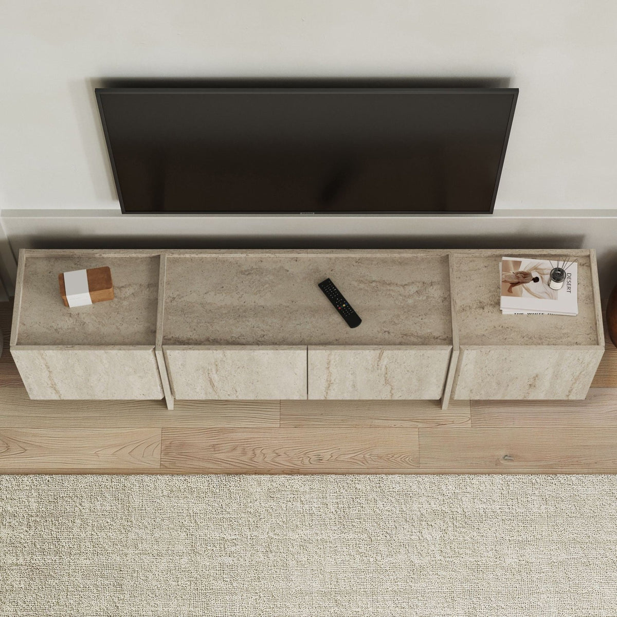 Lowen TV cabinet travertine 180 cm Melamine-coated wood