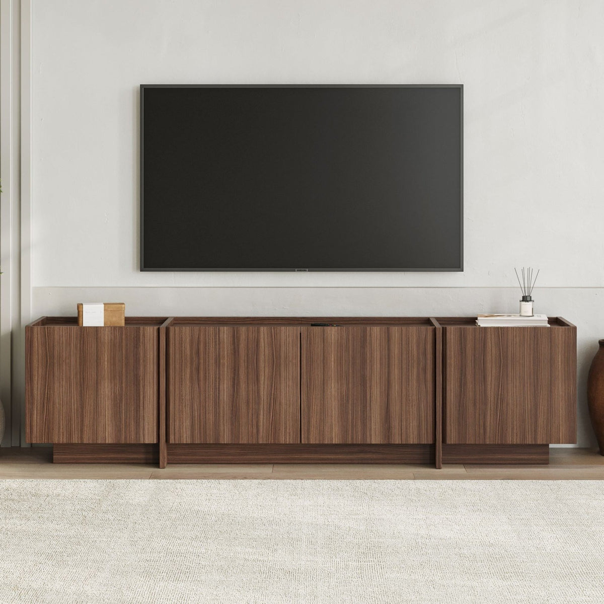 Lowen TV cabinet in Milano walnut 180 cm Melamine coated wood composite