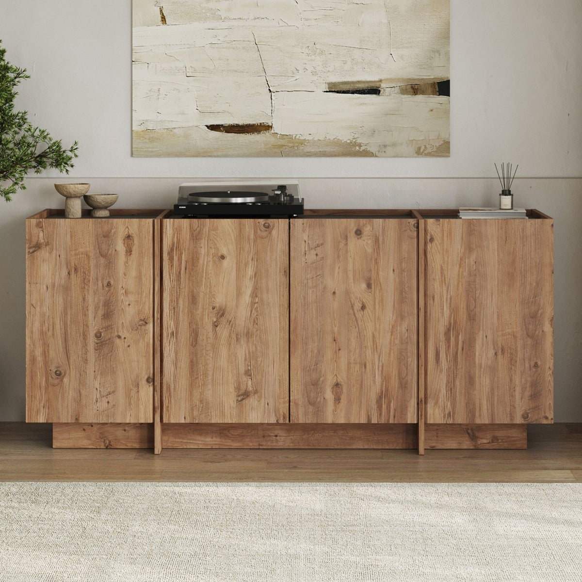 Dorma side table in oak look 180 cm Atlantic Pine and anthracite Melamine coated wood