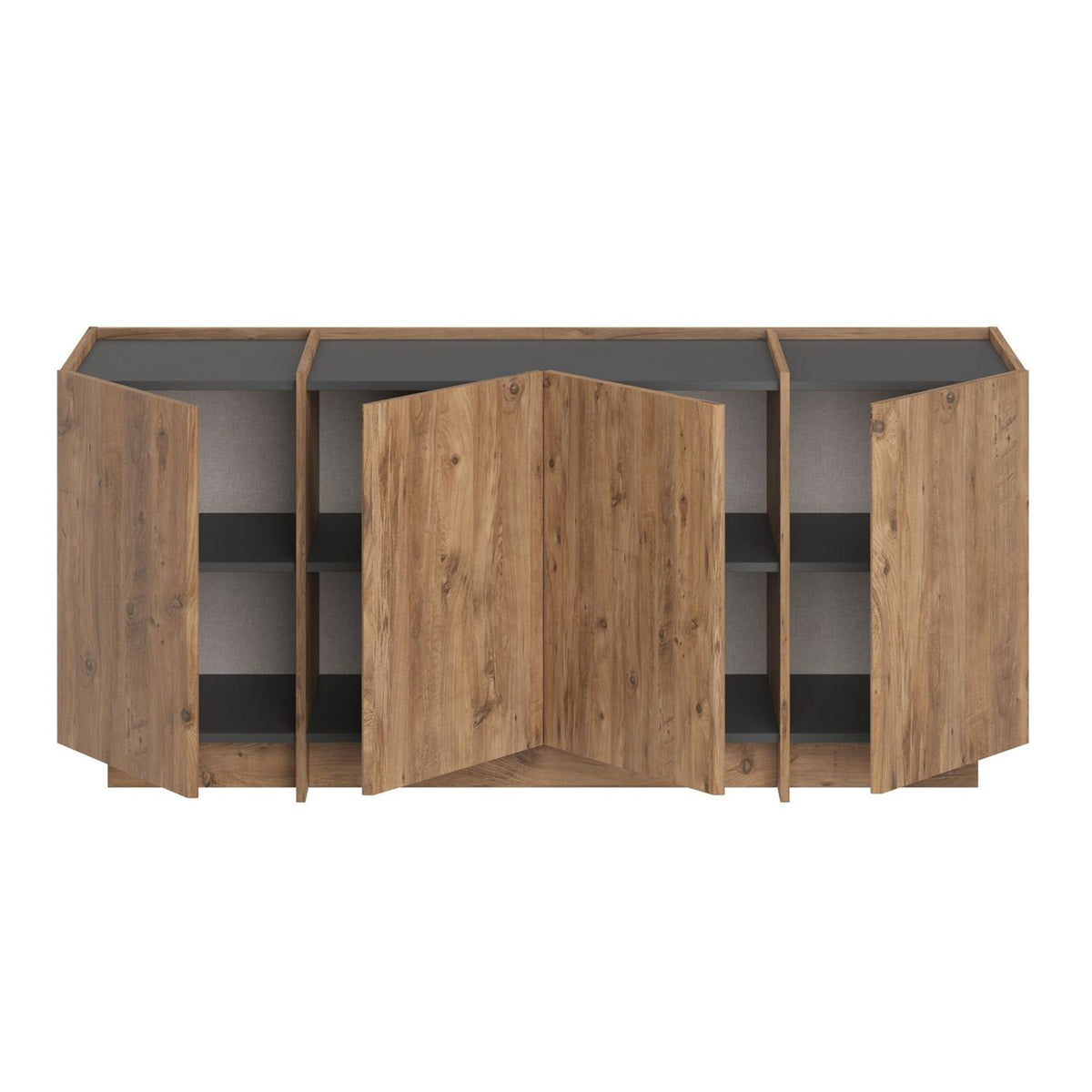 Dorma side table in oak look 180 cm Atlantic Pine and anthracite Melamine coated wood