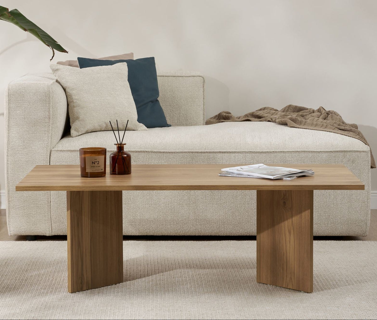 Coffee tables - Rectangular coffee table oak melamine Sabin 119x60 cm - Dimehouse