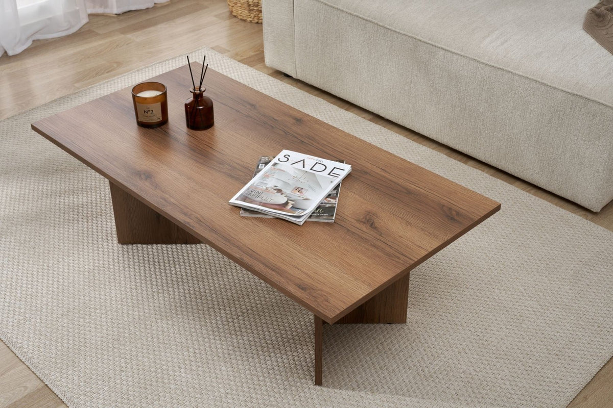 Coffee tables - Rectangular coffee table walnut melamine Sabin 119x60 cm - Dimehouse