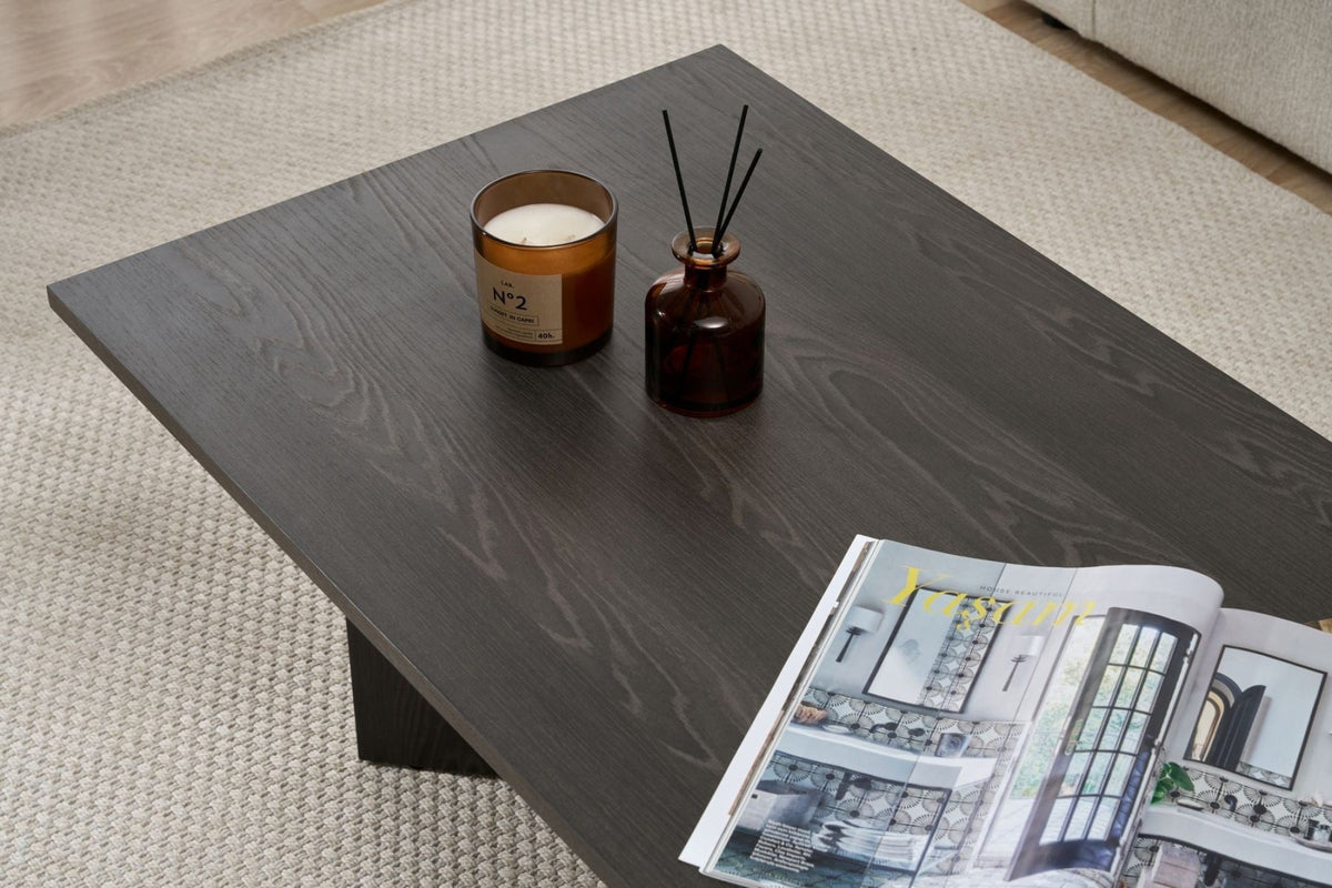 Coffee tables - Rectangular coffee table black melamine Sabin 119x60 cm - Dimehouse