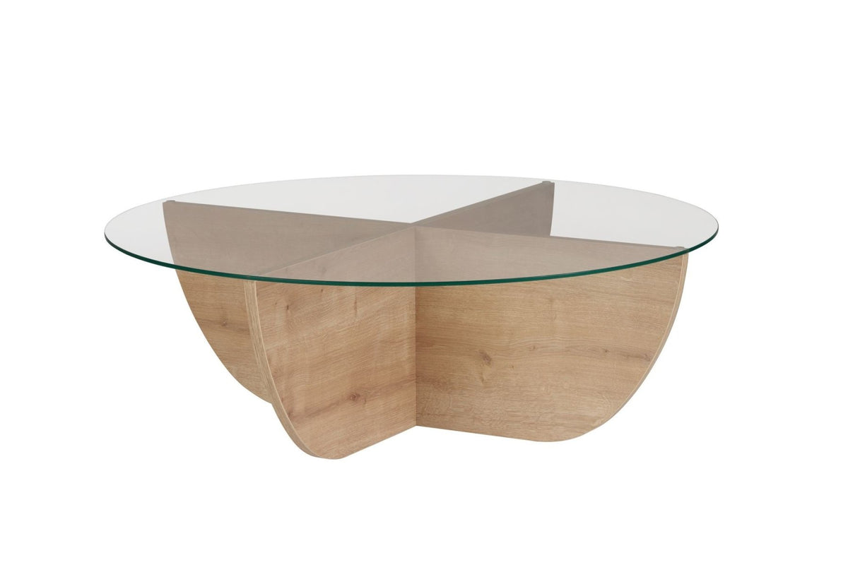 Liya coffee table Sapphire Oak oval 90 cm Tempered glass