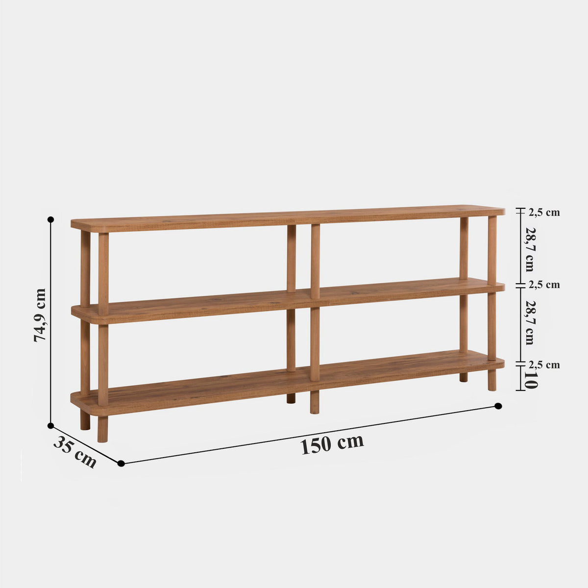 Wall cabinets - Bookcase Raca Atlantic Pine Wood Melamine 150x74.9x35 cm - Dimehouse