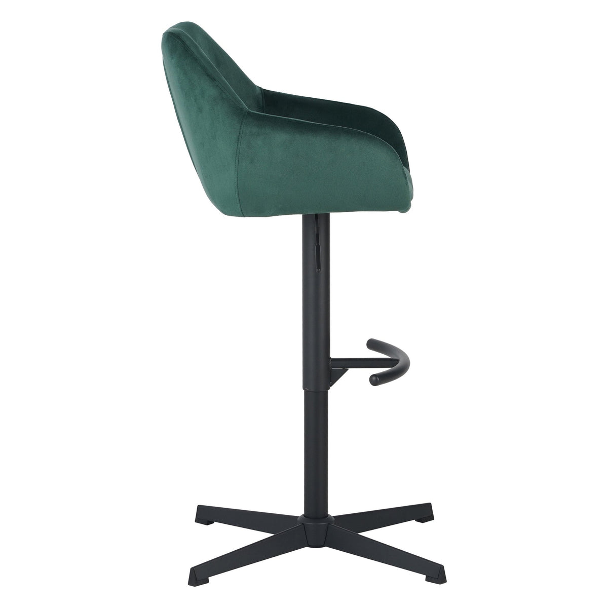 Bar Stools - Venom Bar Stool Green Velvet - Adjustable Swivel Bar Chair with Armrest - Dimehouse
