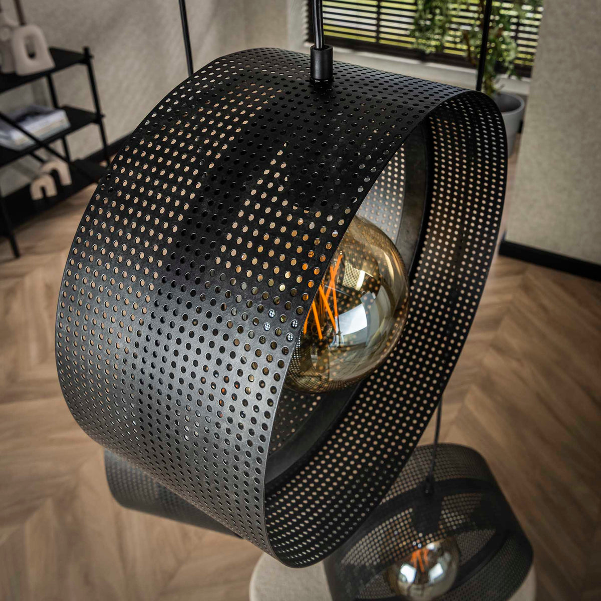 Hanging lamps - Hanging lamp Fons 3 - light stepped rings metal black - Dimehouse