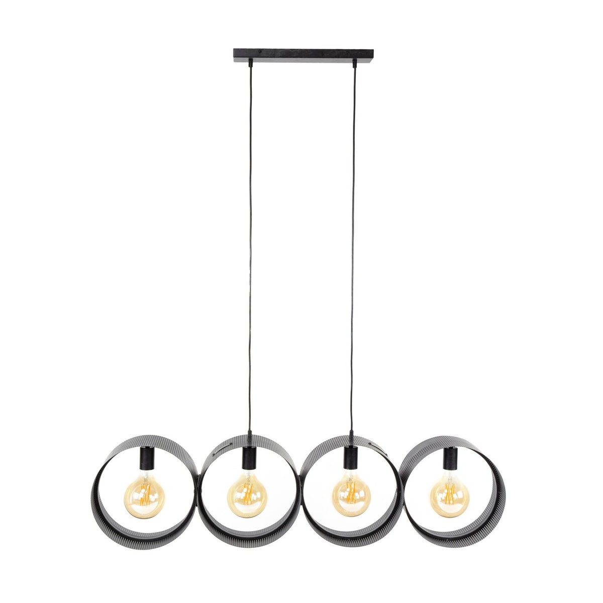 Hanging lamps - Hanging lamp Fons 4 - light rings metal black - Dimehouse