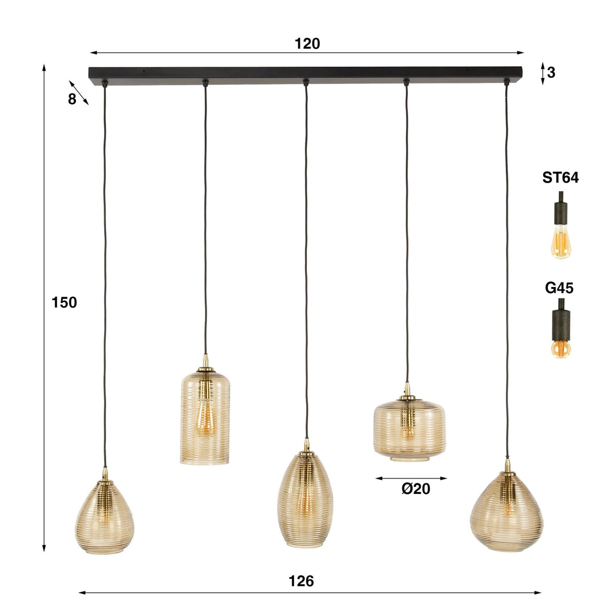 Hanging lamps - Hanging lamp Axis 5 - light smoked glass brown horizontal - Dimehouse