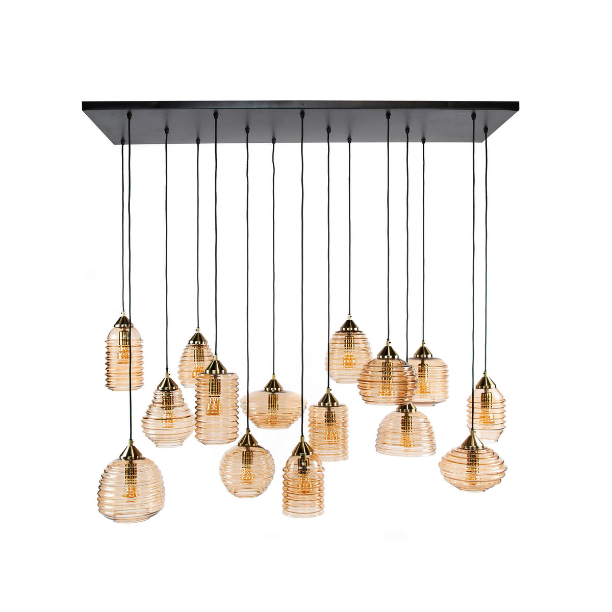 Hanging lamps - Hanging lamp Mali 15 - light ribbed glass amber - Dimehouse