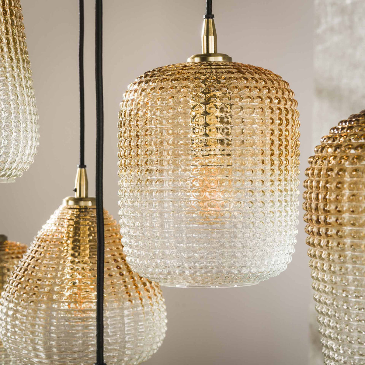 Hanging lamps - Glass hanging lamp Feline 9L amber - Dimehouse