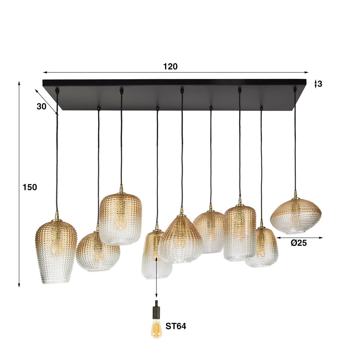 Hanging lamps - Glass hanging lamp Feline 9L amber - Dimehouse