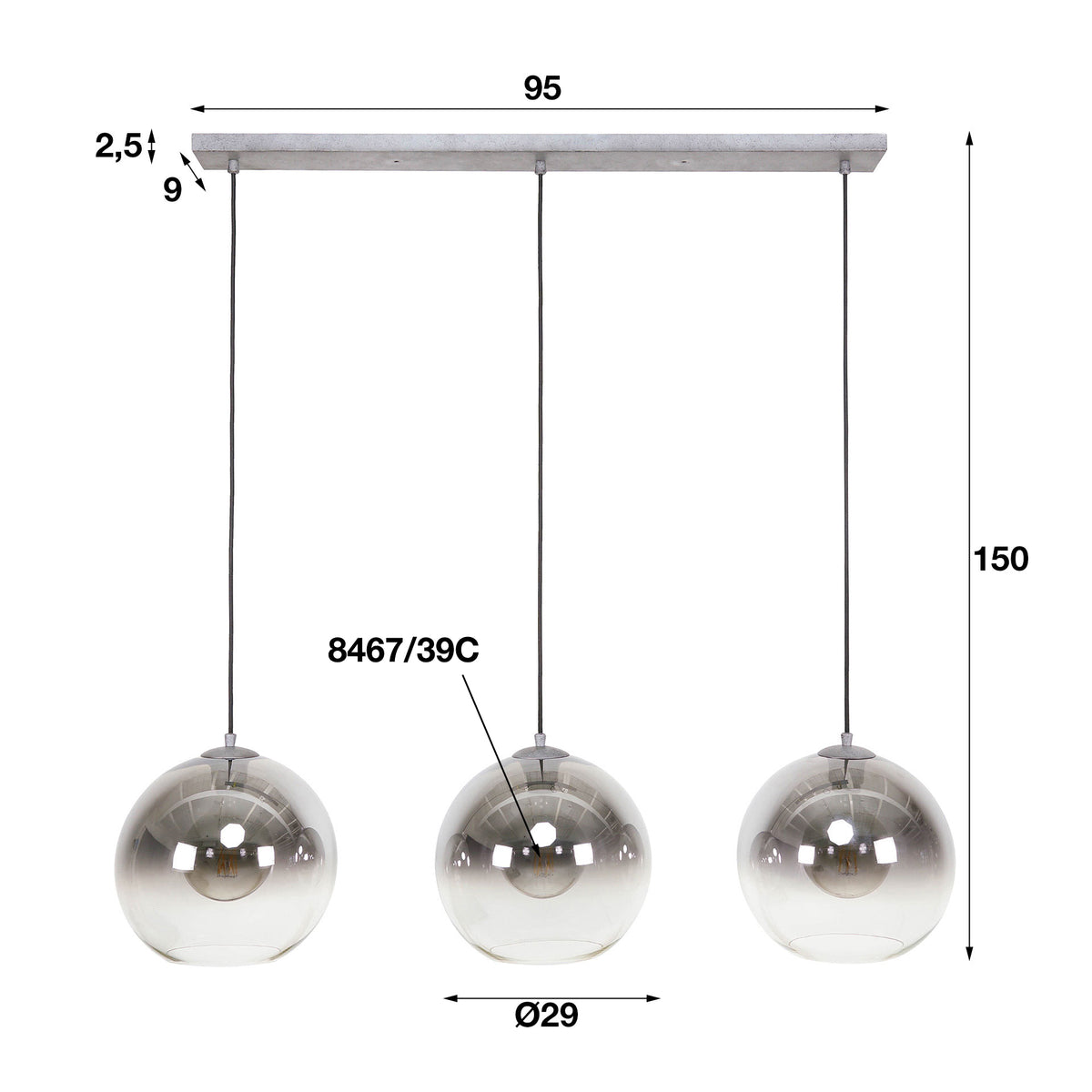 Hanging lamps - Glass hanging lamp Juliette 3 - light smokey glass - Dimehouse