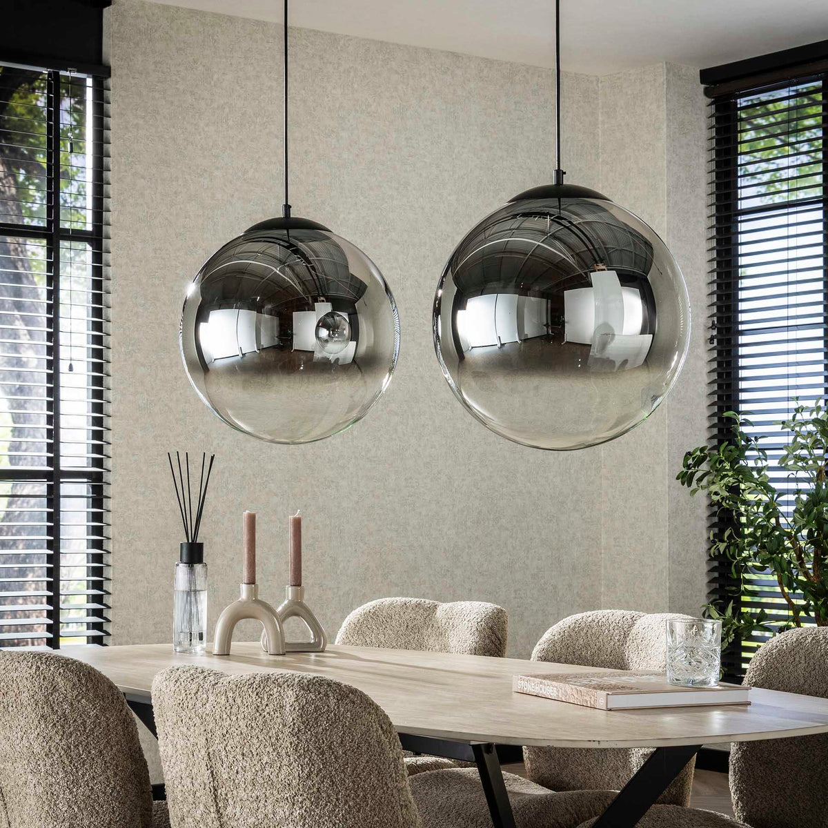 Hanging lamps - Modern Hanging Lamp Round Juliette 2 - light smoked glass - Dimehouse