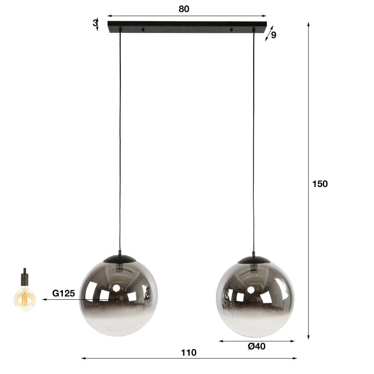 Hanging lamps - Modern Hanging Lamp Round Juliette 2 - light smoked glass - Dimehouse