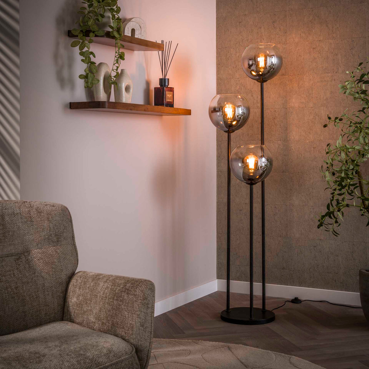 Floor lamps - Modern Floor Lamp Arvo 3 - light black with metal shade - Dimehouse