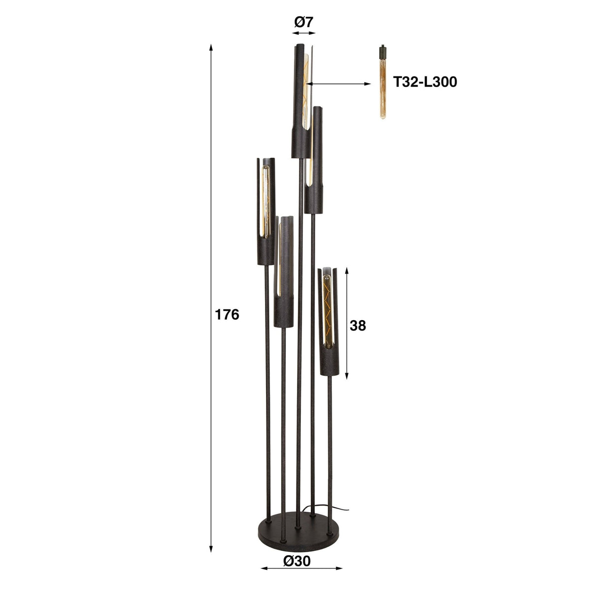 Floor lamps - Floor lamp Judy 5 - light stepped black - Dimehouse