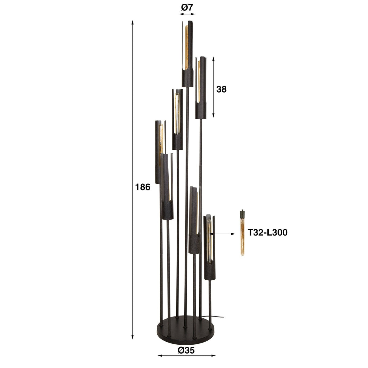 Floor lamps - Floor lamp Judy 7 - light stepped black - Dimehouse