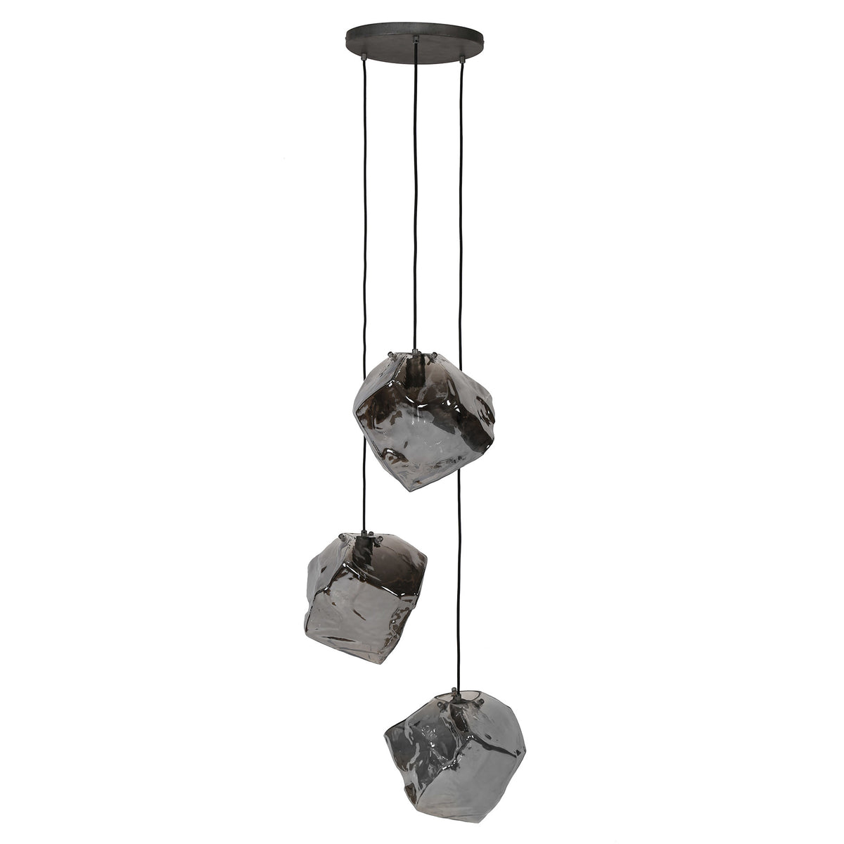 Hanging lamp Rocks DH Interior Chromed LxWxH 91x41x37 Glass White photo front view