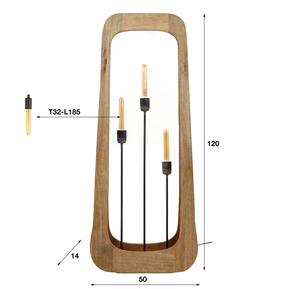 Floor lamps - Organic Akira floor lamp Mango wood 3L - Dimehouse