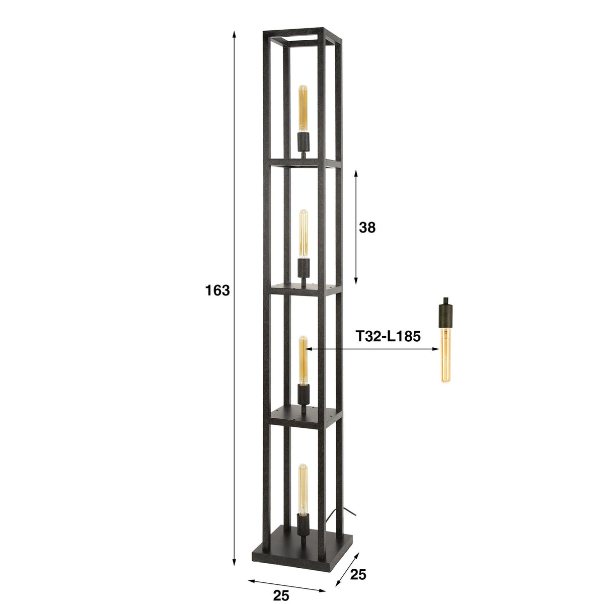 Floor lamps - Industrial floor lamp Ardon 4 - light Black metal - Dimehouse