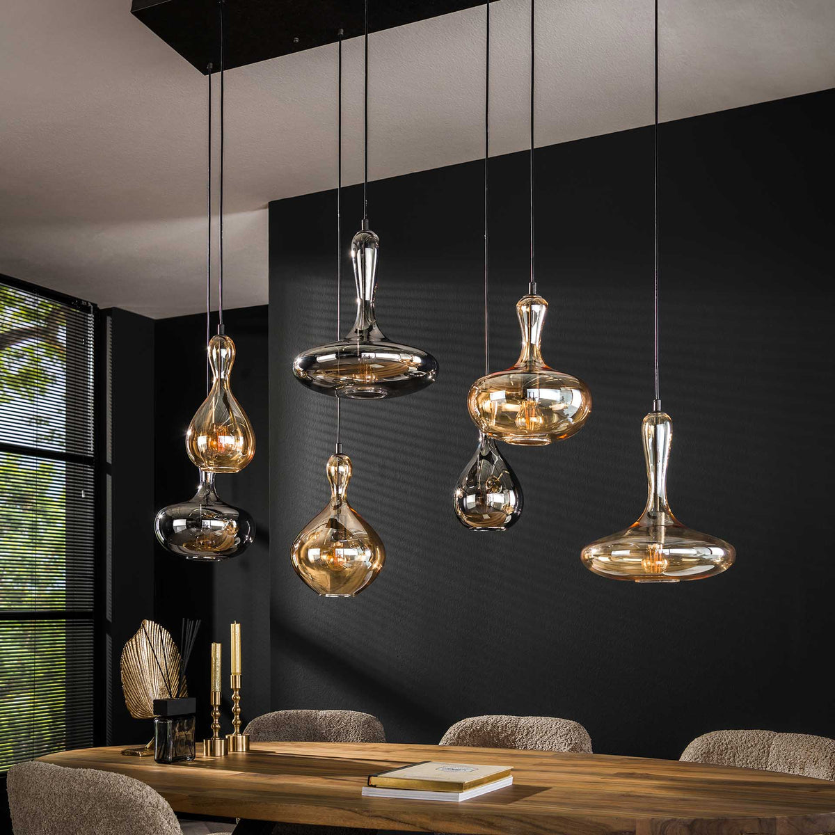 Hanging lamps - Modern Hanging Lamp Glass Stepped Lessy 7 - Lichts Artic - Dimehouse