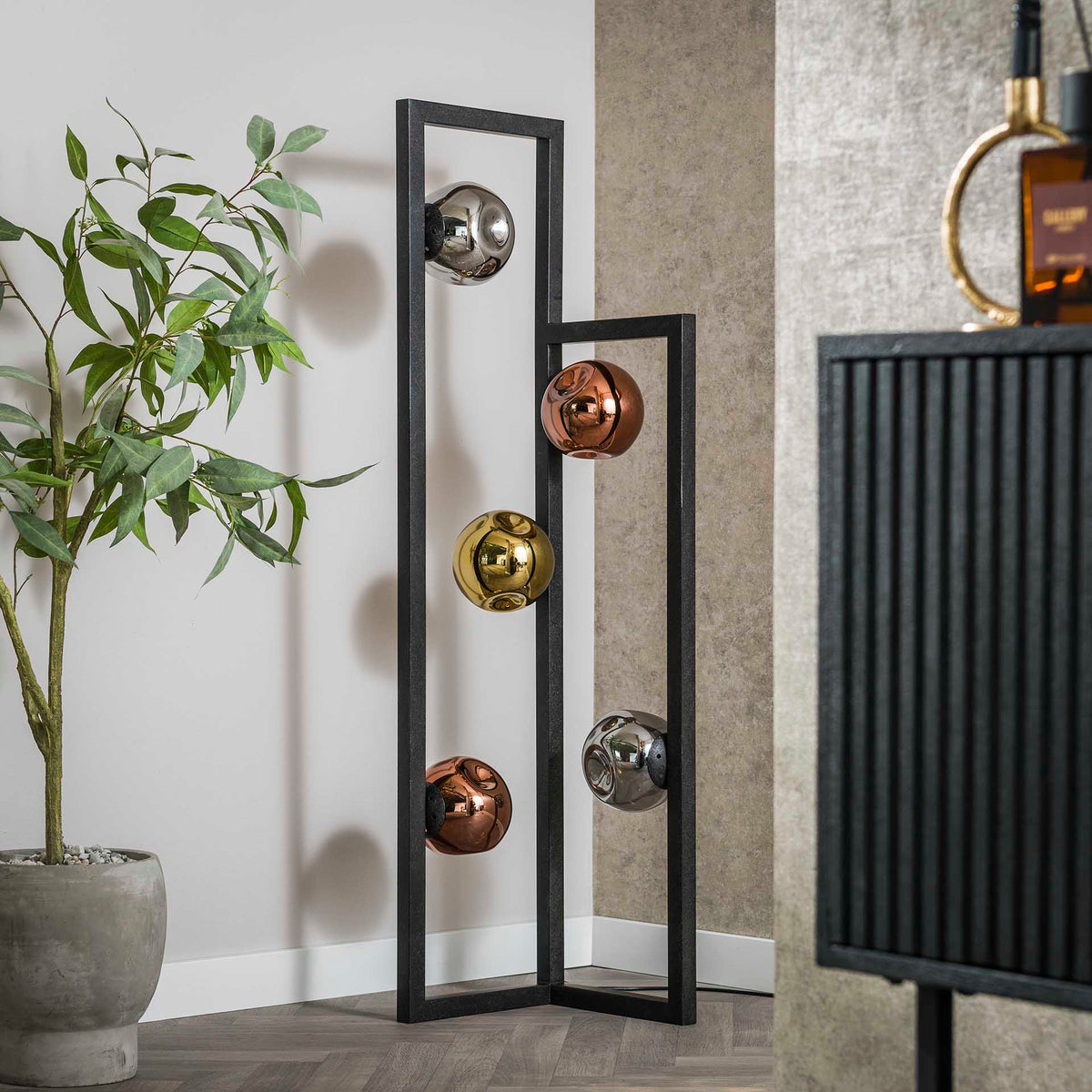 Floor lamps - Industrial Floor Lamp Ada 5 - light Colored Glass Corner - Dimehouse