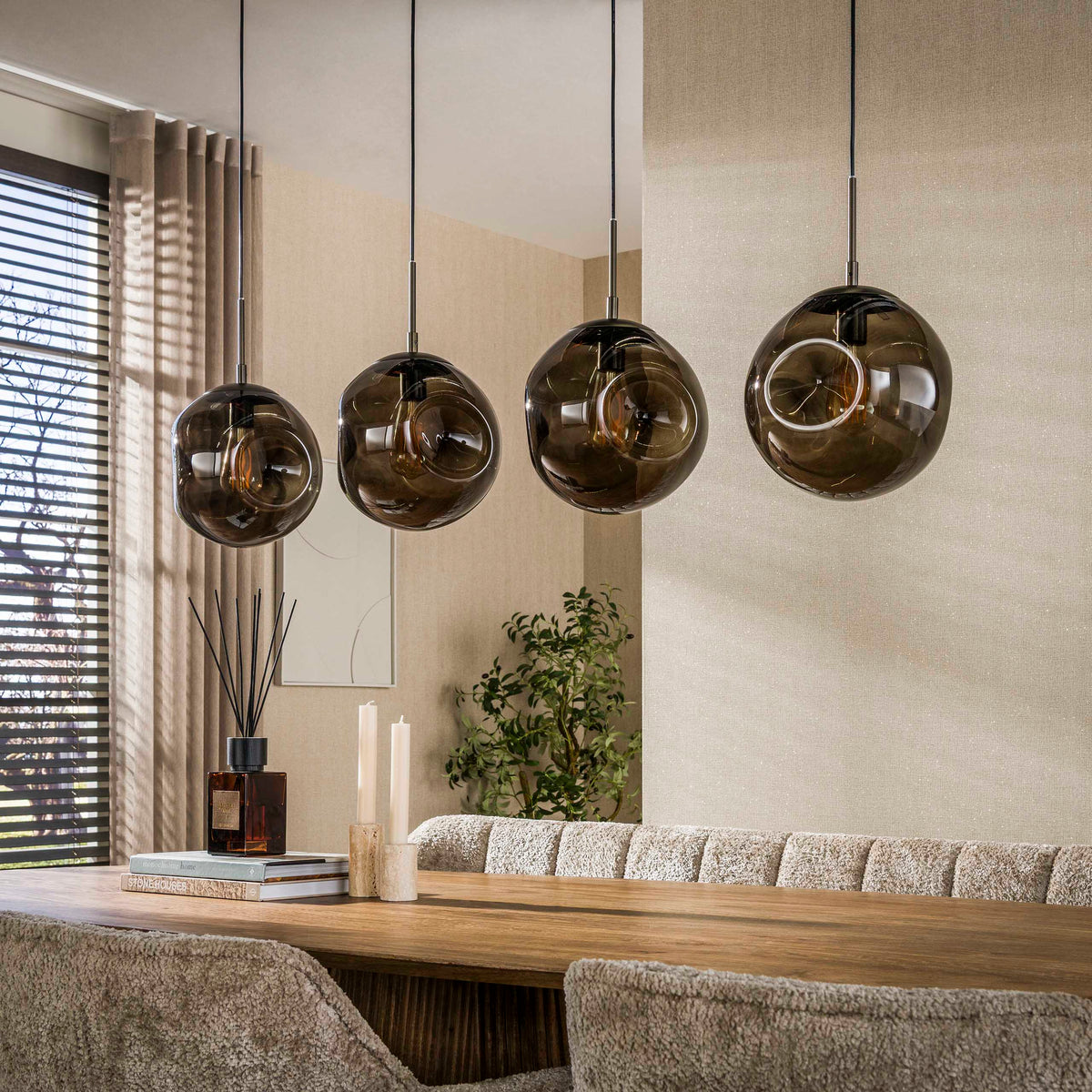 Hanging lamp-Hanging lamp Ada 4-light brown glass-Dimehouse