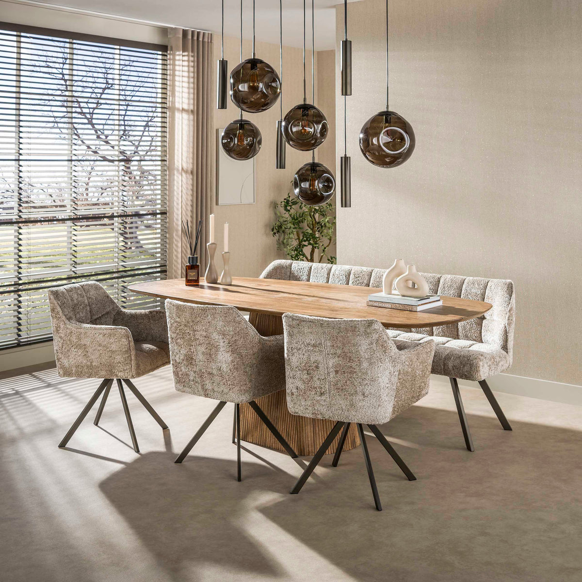 Stellar hanging lamp in sienna brown with 9 light points