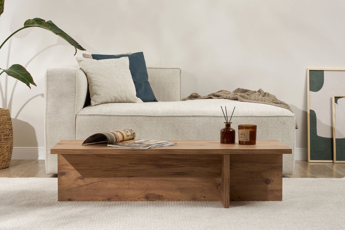 Coffee tables - Rectangular coffee table pine wood melamine - 120x45x30 cm - Portland - Dimehouse