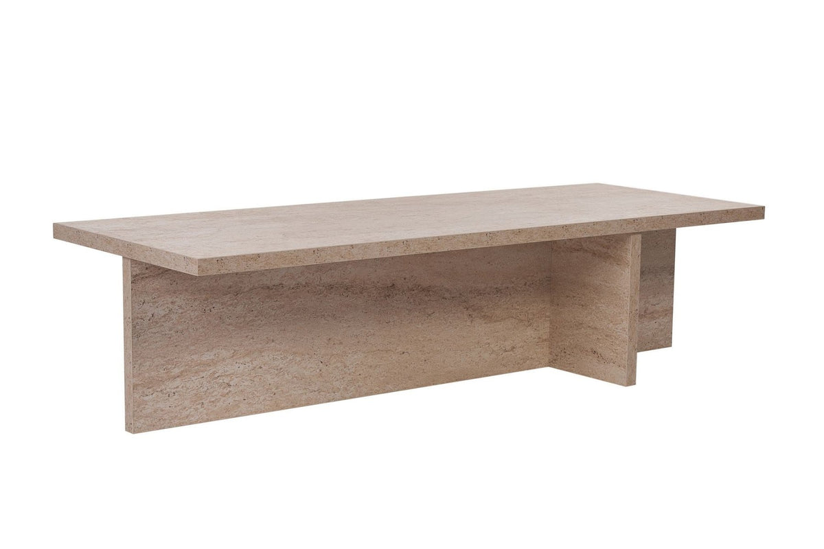 Coffee tables - Rectangular coffee table travertine melamine - 120x45x30 cm - Portland - Dimehouse