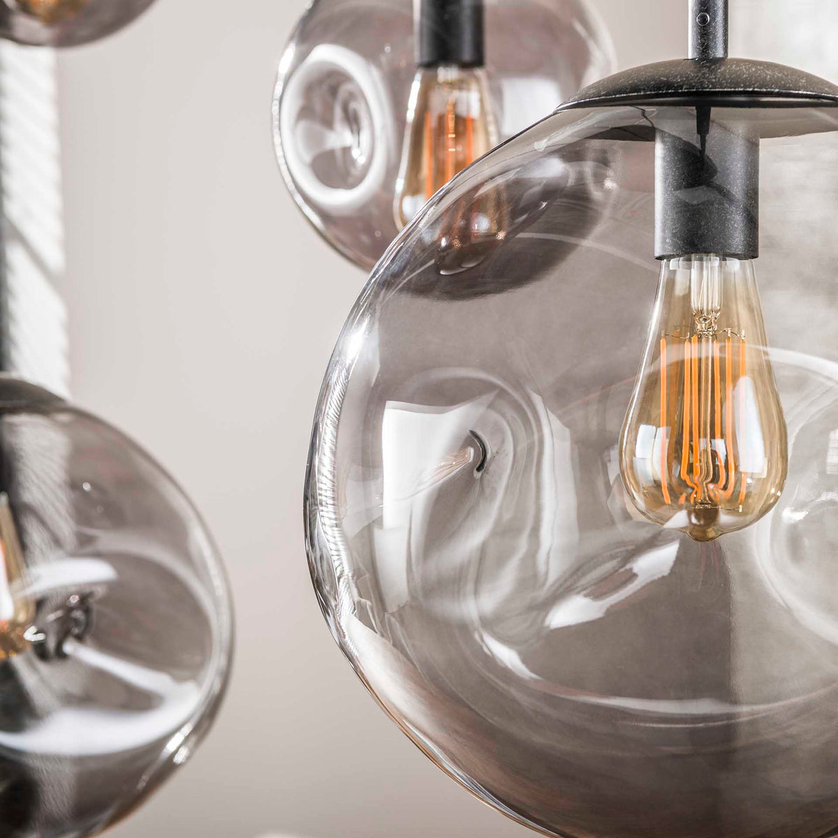 Hanging lamps - Industrial Hanging Lamp Nova Black 6 - light Beam 135 cm - Dimehouse