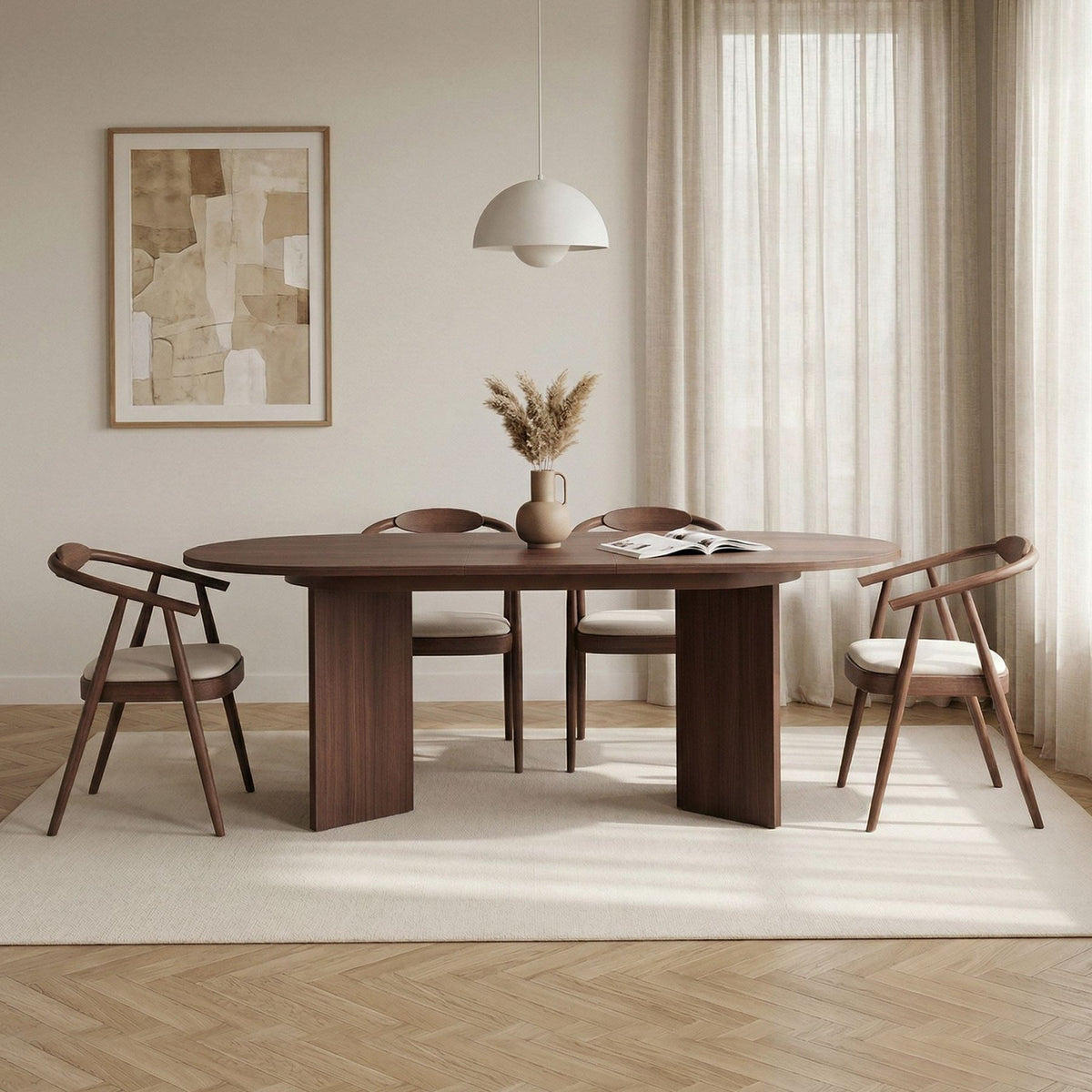 Sorell extendable dining table walnut 160 cm Melamine coated wood composite