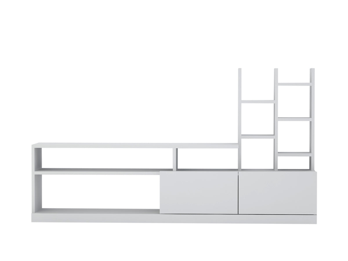 TV Furniture - TV Furniture Set Dolunay White Melamine 164.4x91.3x25 cm - Dimehouse