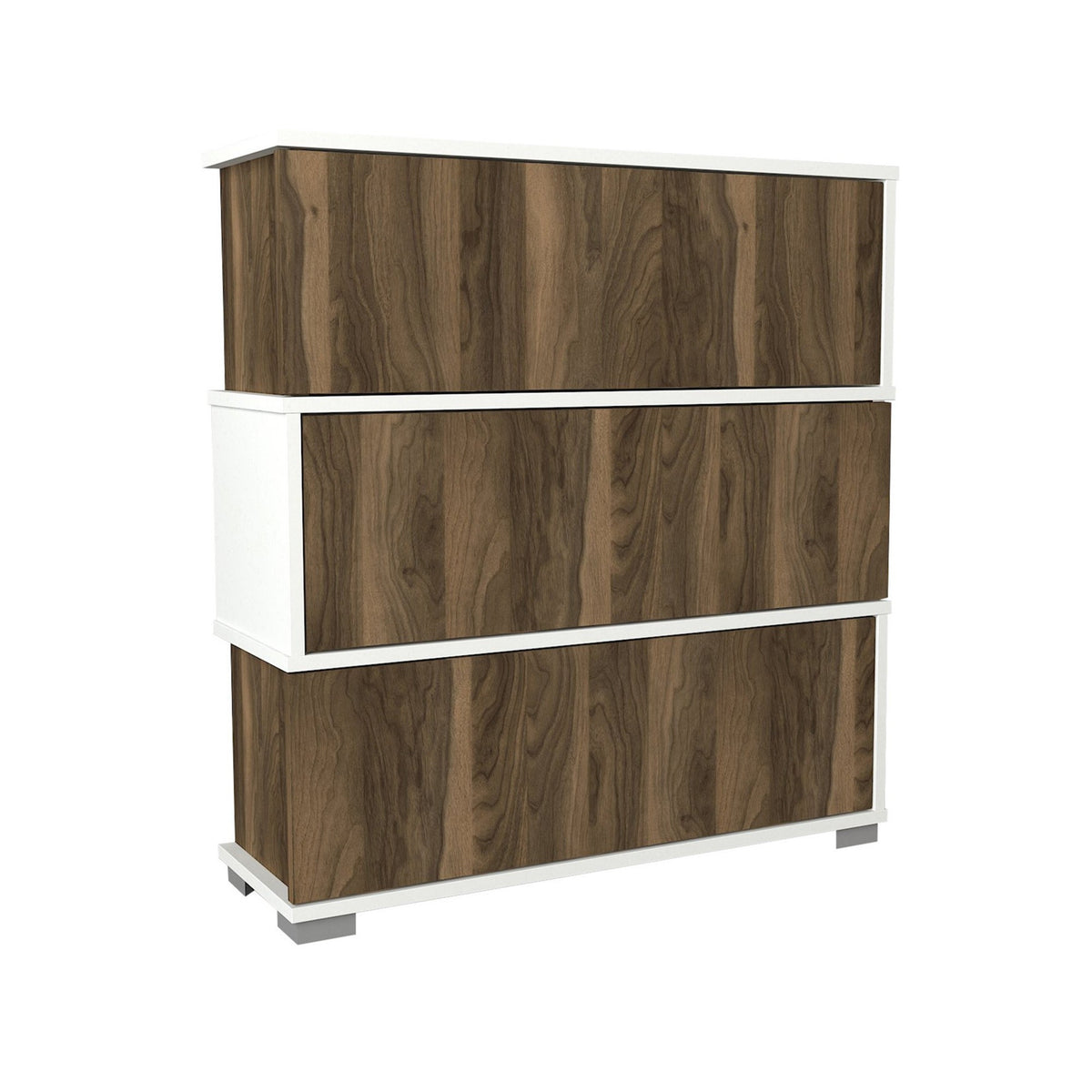 Shoe cabinets - Shoe cabinet Napolyon White Walnut Melamine 90x93x30 cm - Dimehouse