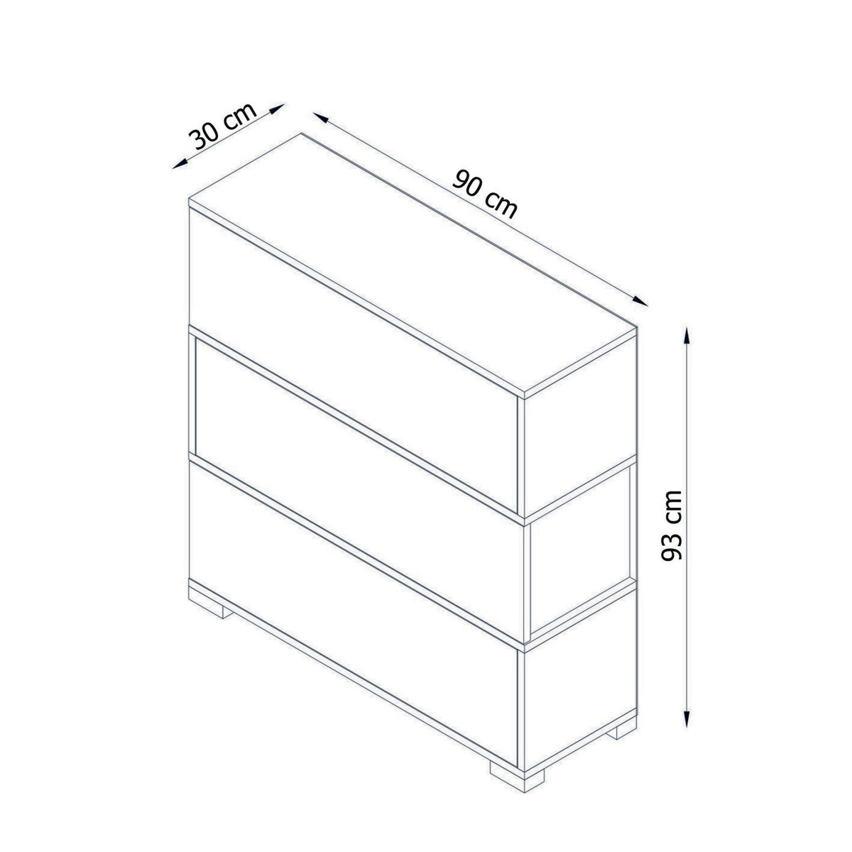 Shoe cabinets - Shoe cabinet Napolyon White Walnut Melamine 90x93x30 cm - Dimehouse